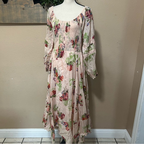 Free People Morning Glory Dress – Floral Boho Handkerchief Hem - Picture 2 of 11